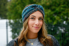 Load image into Gallery viewer, "SAPHIRE" TWIST KNOT CROCHET HEADBAND
