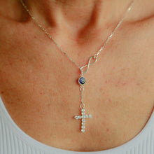 Load image into Gallery viewer, EVIL EYE INFINITY CROSS NECKLACE
