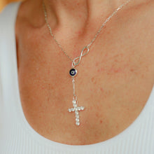 Load image into Gallery viewer, EVIL EYE INFINITY CROSS NECKLACE
