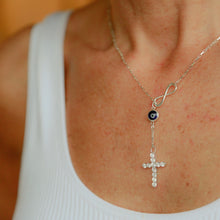 Load image into Gallery viewer, EVIL EYE INFINITY CROSS NECKLACE
