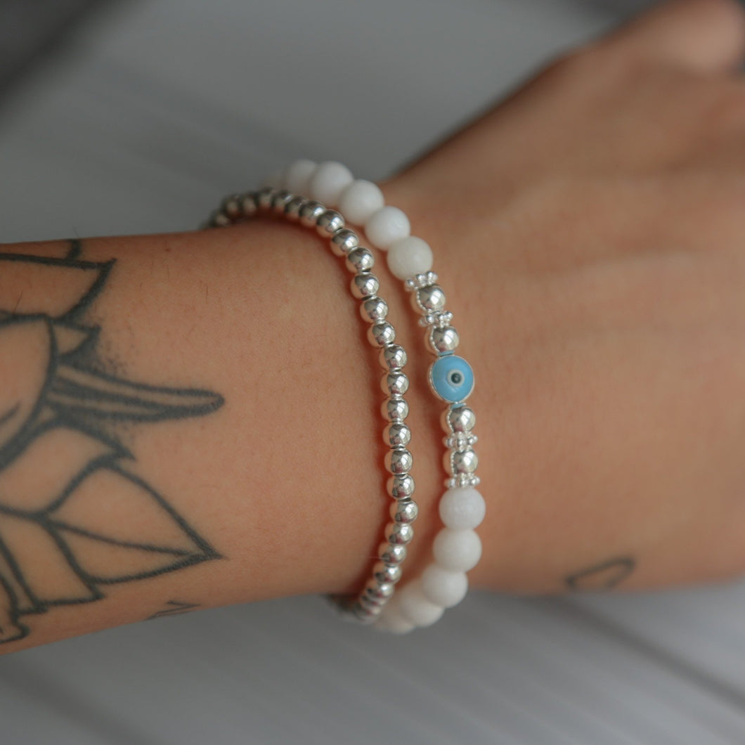 WHITE EVIL EYE STACK